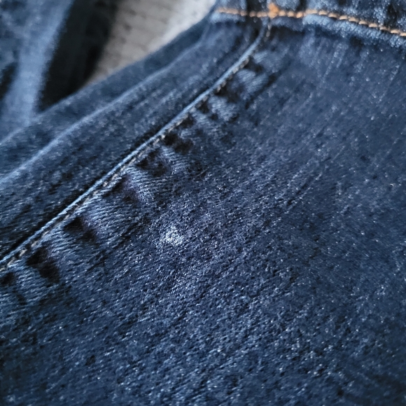 Y2K American Eagle Stretch Bell Bottom Yellow Stitching Jeans - Picture 3 of 6